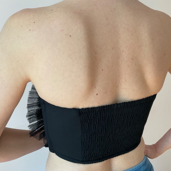 Anthropologie Ranna Gill Strapless Tulle Cropped Bustier Fashion Top Bla… - Picture 2 of 11